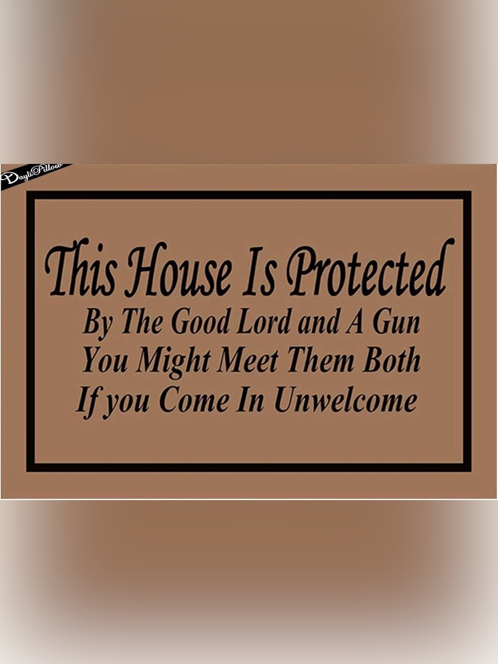House Is Protected Brown Inspirational Door Mat